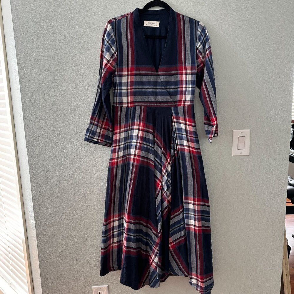 Isabella Sinclair Handkerchief Tartan Plaid Midi Dress Women's SMALL